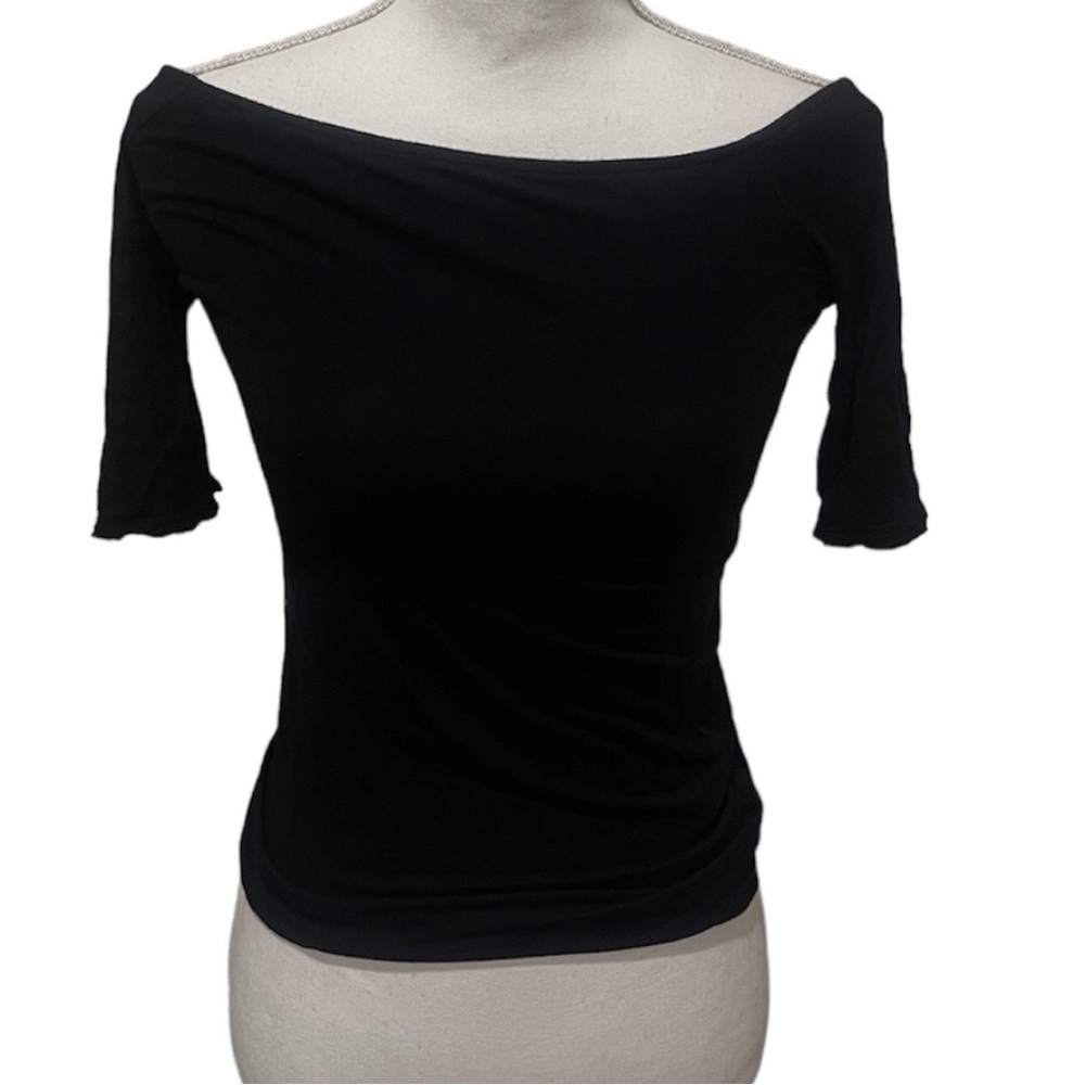 FREE PEOPLE WE THE FREE OFF THE SHOULDER BLACK TOP